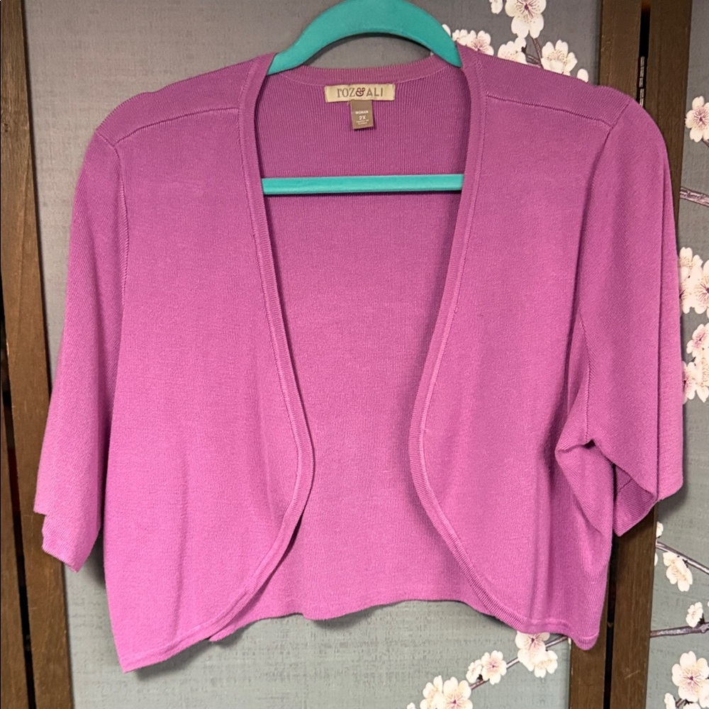 Roz & Ali Pink Open-Front Sweater